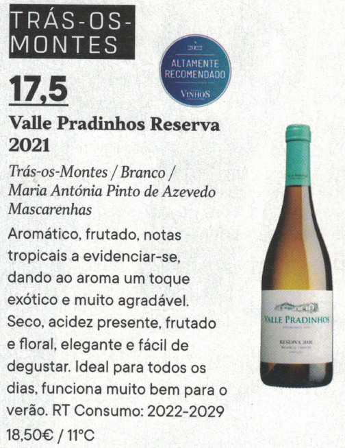 Valle Pradinhos Reserva Branco 2021 - Altamente recomendado.