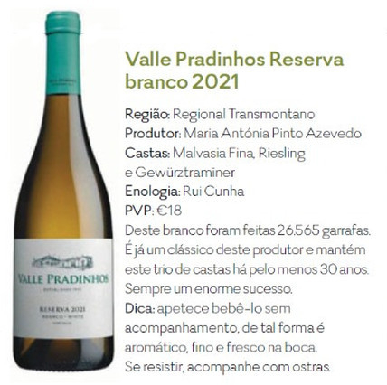 O verão e os seus vinhos ... Valle Pradinhos Reserva Branco 2021